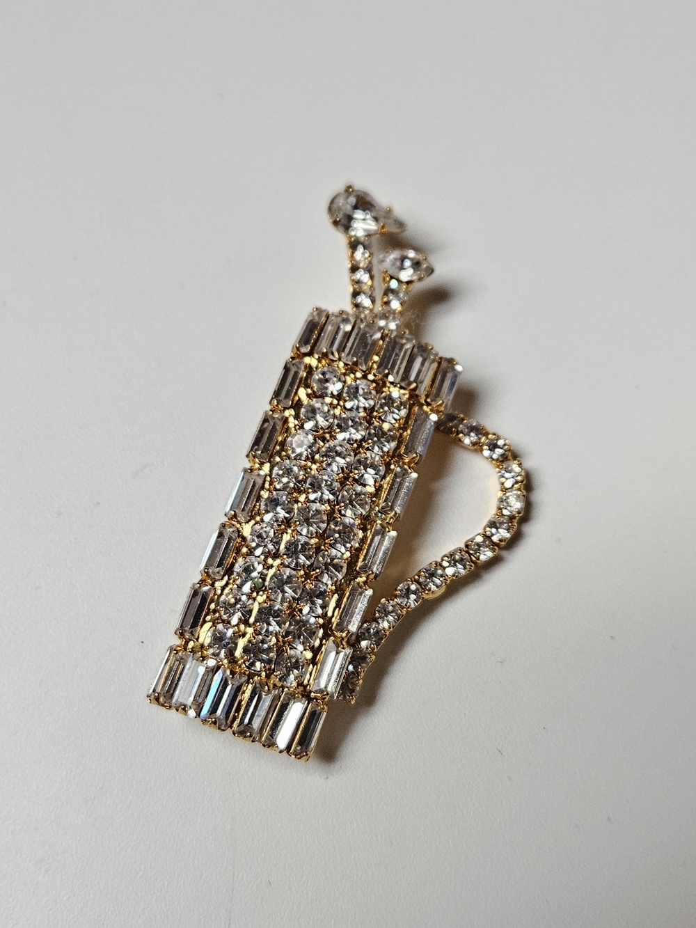 Gold Crystal Golf Bag Brooch Pin - Sighed OTC